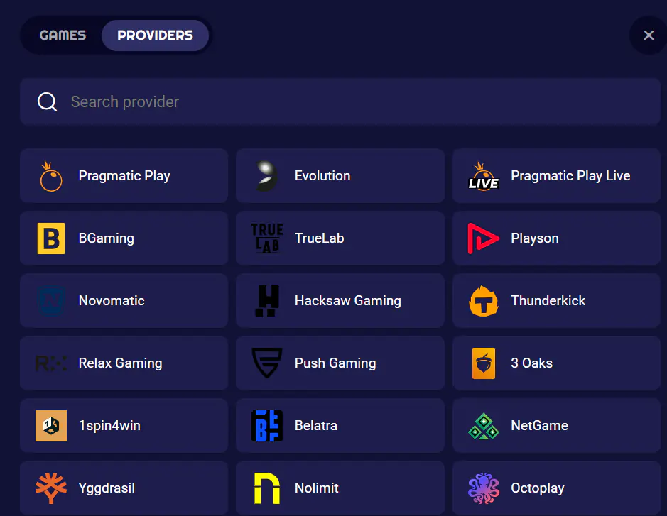 Spinjo Casino Providers